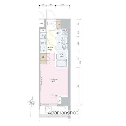リーラ中野[1K/25.8m2]の間取図