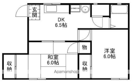 ヴェルドミール[2DK/42.89m2]の間取図