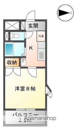 グランドール弐番館[1K/24.9m2]の間取図