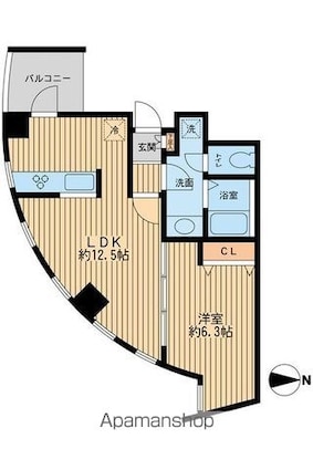 ウィルテラス新代田[1LDK/41.47m2]の間取図