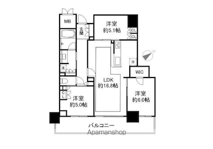 アトラスタワー草津[3LDK/70.47m2]の間取図