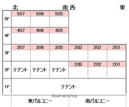 アルジェント朝生田[1DK/45.36m2]の配置図