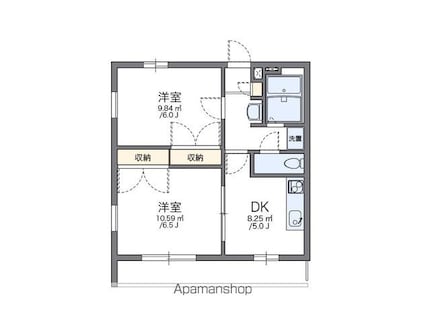 レオパレスＯＺー２[2DK/40.57m2]の間取図