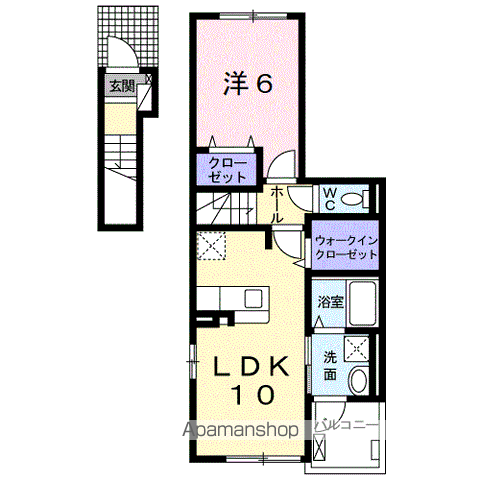 【和歌山市中之島のアパートの間取り】