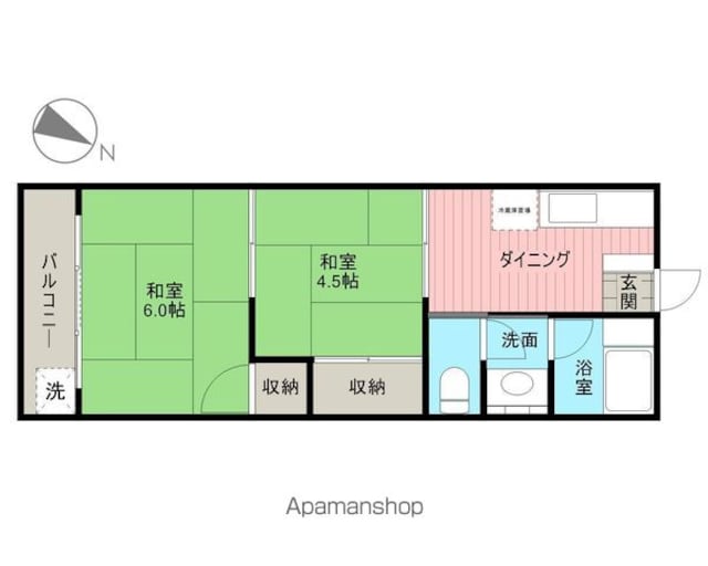 東京都国分寺市日吉町２丁目[2K/32.4m2]の間取図
