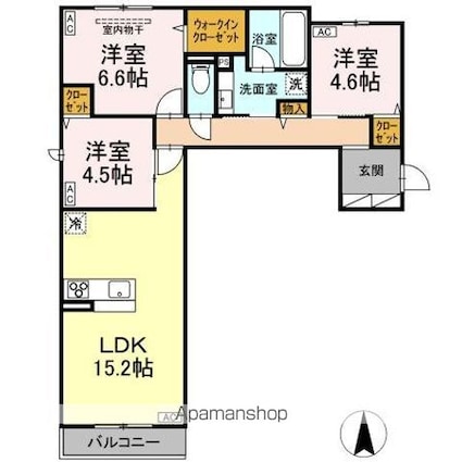 Ｄーｃｏｍｏｄｏ小金井貫井北町[3LDK/73.83m2]の間取図