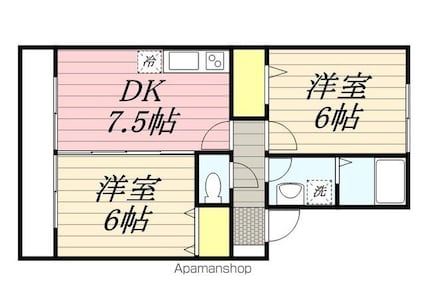 東京都武蔵野市吉祥寺北町３丁目[2DK/45.23m2]の間取図