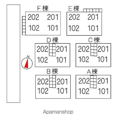 マンハイム笹野　Ｄ棟[2K/39.75m2]の配置図