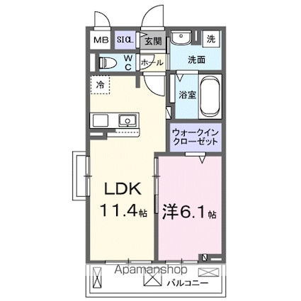 ラクーン守山[1LDK/42.51m2]の間取図