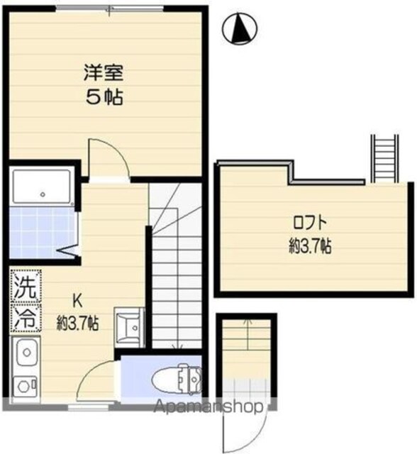 アオアクア浜田山[1K/21.52m2]の間取図