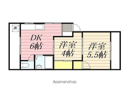 サンライズ高柳[2DK/34.85m2]の間取図