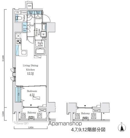 プライマル上野・稲荷町の間取り写真