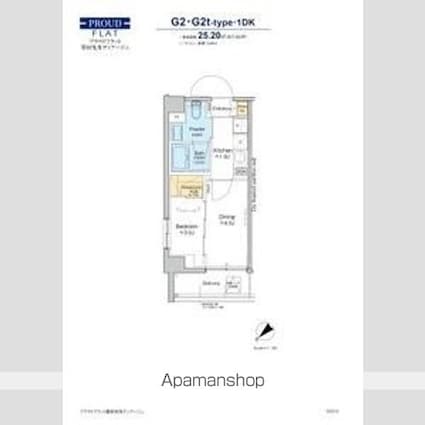 プラウドフラット墨田曳舟ディアージュ[1DK/25.2m2]の間取図