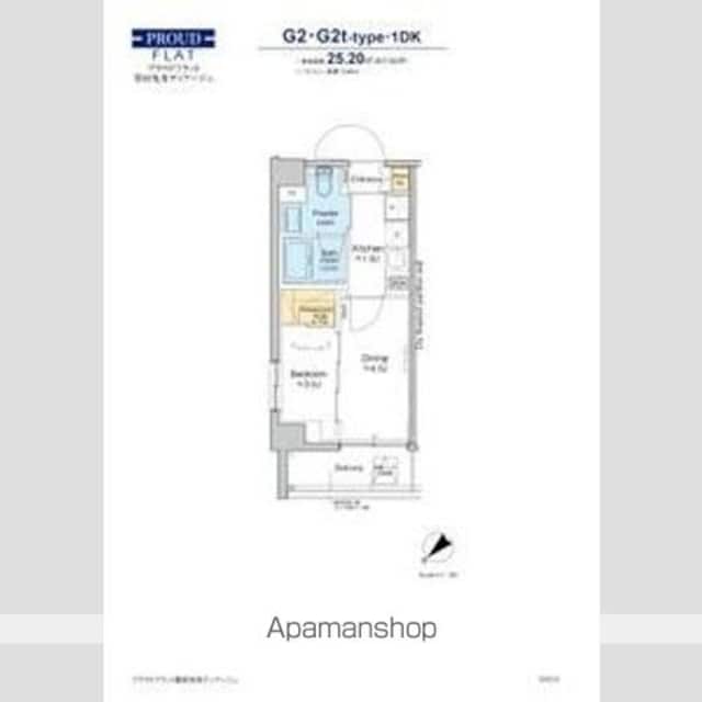 プラウドフラット墨田曳舟ディアージュ[1DK/25.2m2]の間取図