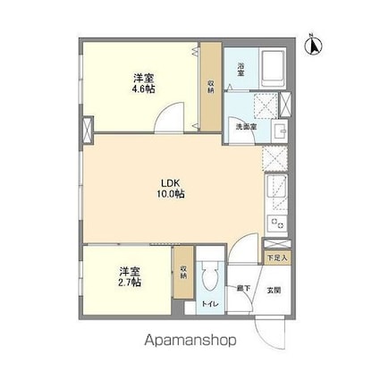ウェルスクエア祖師ヶ谷大蔵[2LDK/40.88m2]の間取図