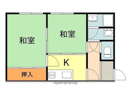 広島県福山市北美台[2K/40m2]の間取図