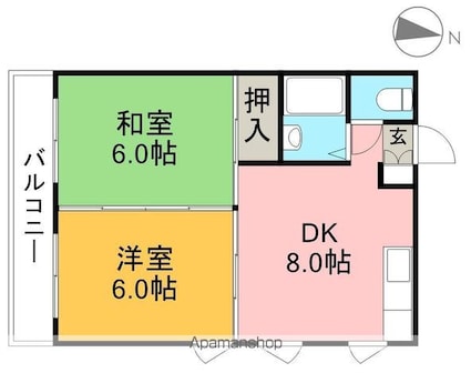 ウィズビル国沢[2DK/38.08m2]の間取図