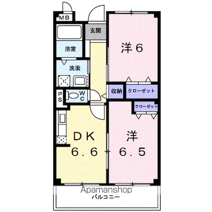 和歌山県和歌山市西庄[2DK/46.44m2]の間取図