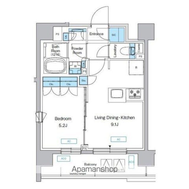 プレディアコート三軒茶屋[1LDK/36.16m2]の間取図