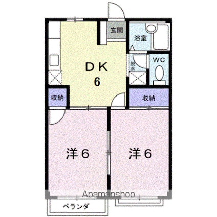 サンハイツ沖野上[2DK/39.74m2]の間取図