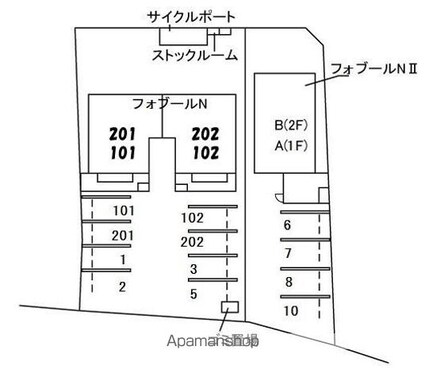 フォブールＮⅡ[2LDK/58.49m2]の配置図