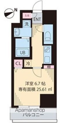 東京都中野区弥生町４丁目[1K/25.61m2]の間取図