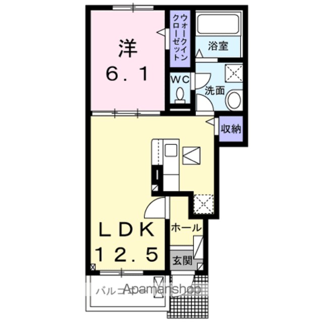 七栄アパートＢ[1LDK/44.7m2]の間取図