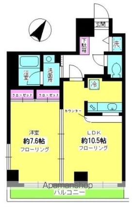クレール目黒[1LDK/44.17m2]の間取図