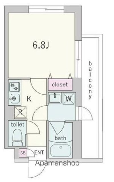 ＧｒａｎＤｕｏ上野毛Ⅴ[1K/21.57m2]の間取図