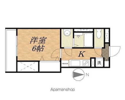 グランドハイツこまちⅡ[1K/24.49m2]の間取図