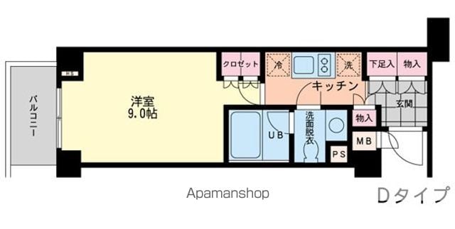東京都世田谷区代沢２丁目[1K/28.7m2]の間取図