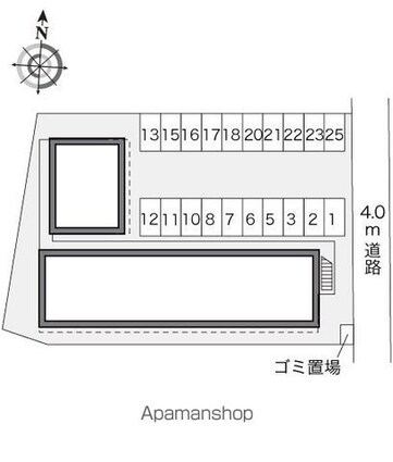 レオパレス道後[1K/22.35m2]の配置図