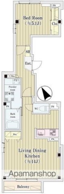 ラフィーヌ中野[1LDK/48.93m2]の間取図