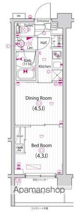 ガーラ・プレシャス四ツ木[1DK/25.51m2]の間取図