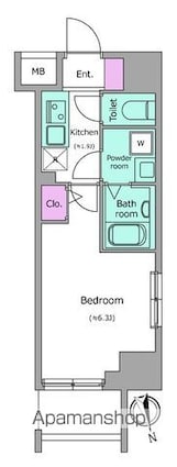レジディア浅草吾妻橋[1K/21.84m2]の間取図
