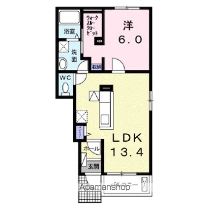メロウＢ[1LDK/47.08m2]の間取図
