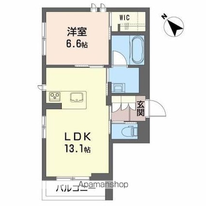 サンカンタンビス[1LDK/46.7m2]の間取図