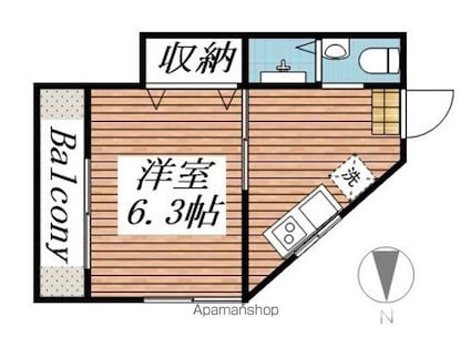 三軒茶屋マンション[1K/28m2]の間取図