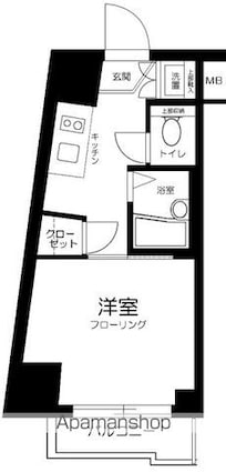ルーブル白金高輪[1K/18.52m2]の間取図
