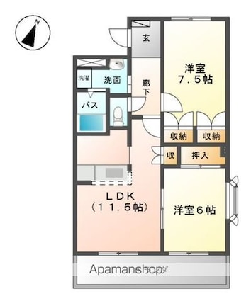 マール・グランデ[2LDK/58.06m2]の間取図