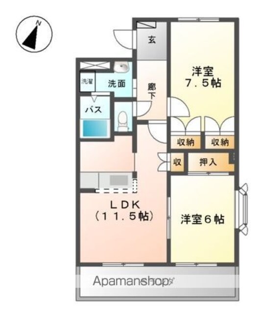 マール・グランデ[2LDK/58.06m2]の間取図