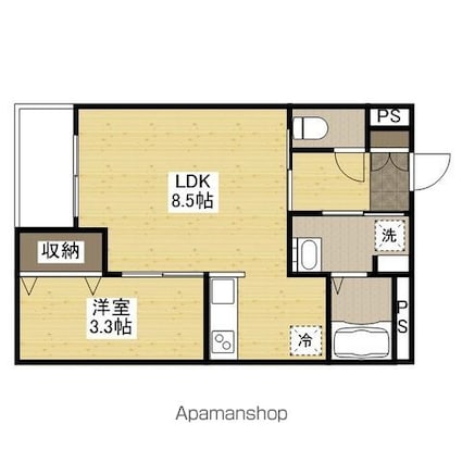 月光福山東弐番館[1LDK/30m2]の間取図