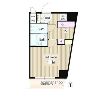 エスコート麻布十番Ⅱ[1K/20.56m2]の間取図
