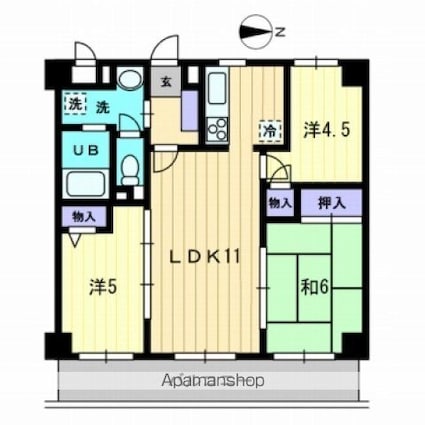 ガーデンＨＡＴＡＮＯ[3LDK/60.43m2]の間取図