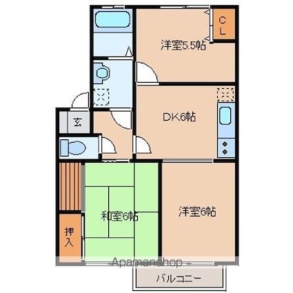 クレールコート２号館[3DK/52.99m2]の間取図