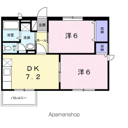 ニューエルディム上成Ａ[2DK/47.59m2]の間取図