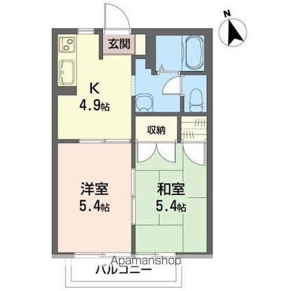 フレグランス逢瀬Ⅱ[2K/35m2]の間取図