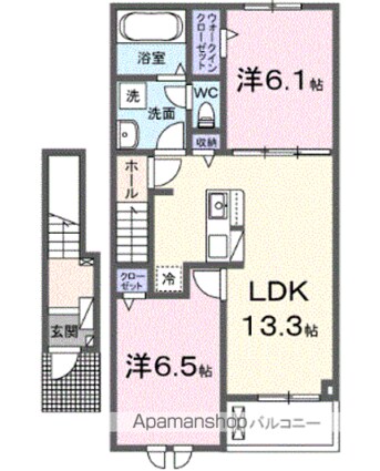 ルミナーレ荒川沖　Ⅱ[2LDK/59.55m2]の間取図