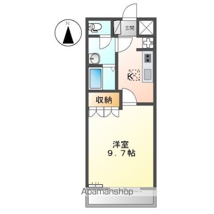 グランアシューレ[1K/29.75m2]の間取図