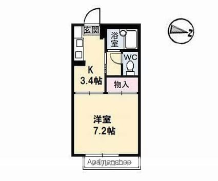 セフィラＴ・Ａ・Ｐ　Ｂ棟[1K/24m2]の間取図
